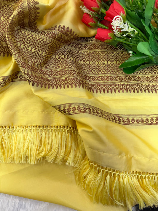 Yellow Vintage Dhara OD Luxury Cutwork