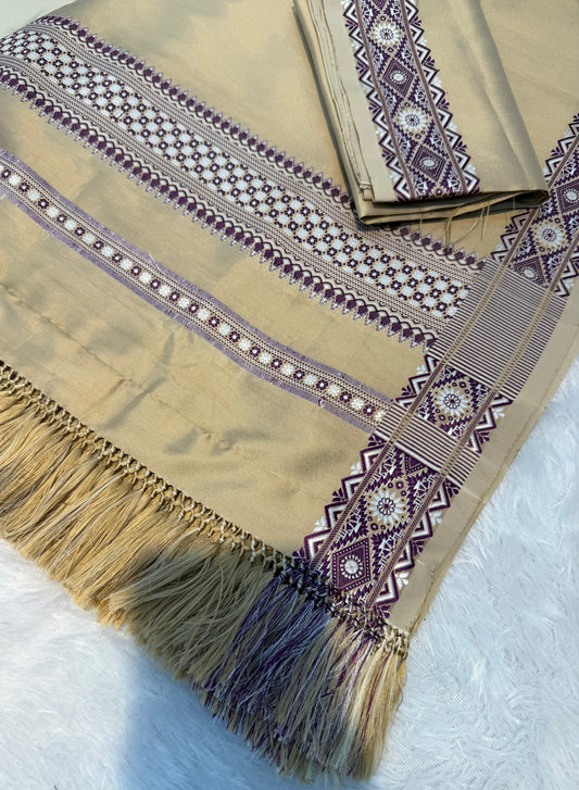 Premium Delight Dhara - Sandstone Gold & Deep Purple Artisanal Weave