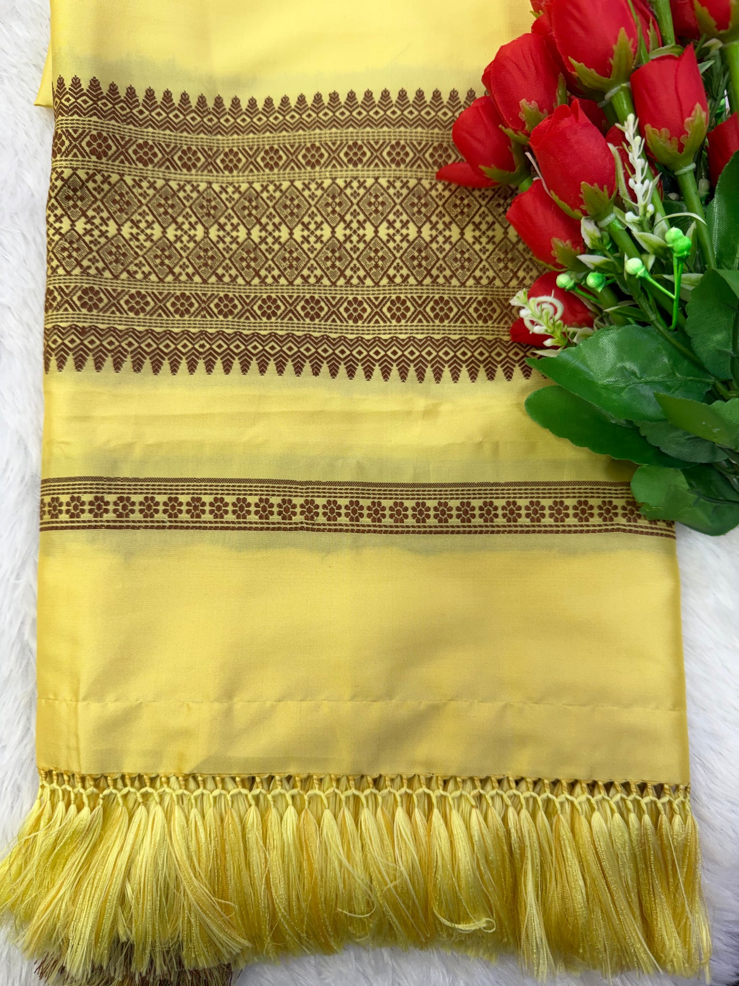 Yellow Vintage Dhara OD Luxury Cutwork