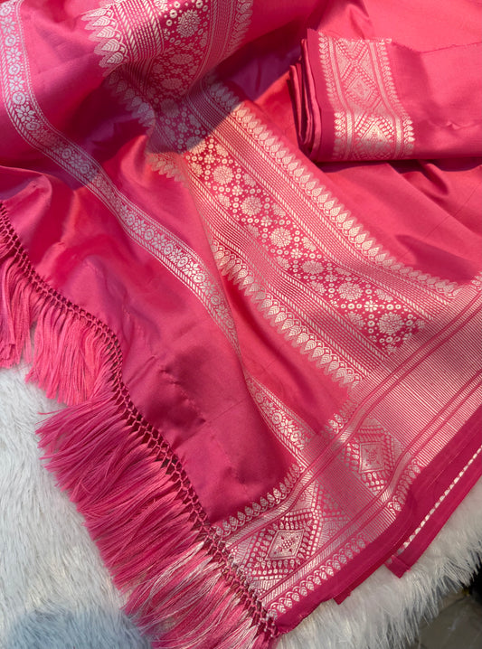 pink peach color bodar white part OD unique design comfortable for any occasion lah dep thain