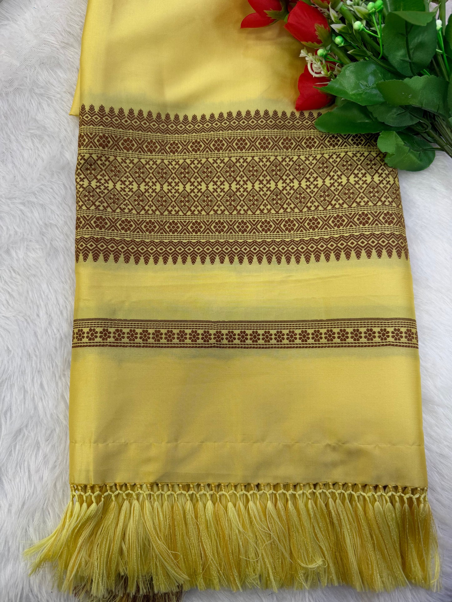 Yellow Vintage Dhara OD Luxury Cutwork